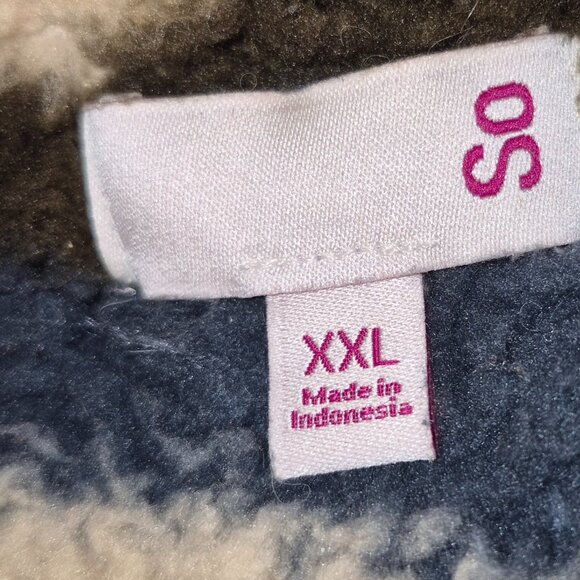 SO Sharpa hooded Jacket, zippered front, tri color, pockets, size XXL - Picture 16 of 16